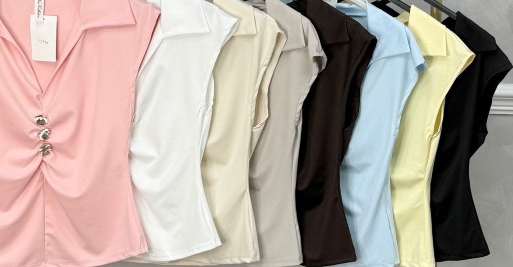 Gold Button Sleeves Tops