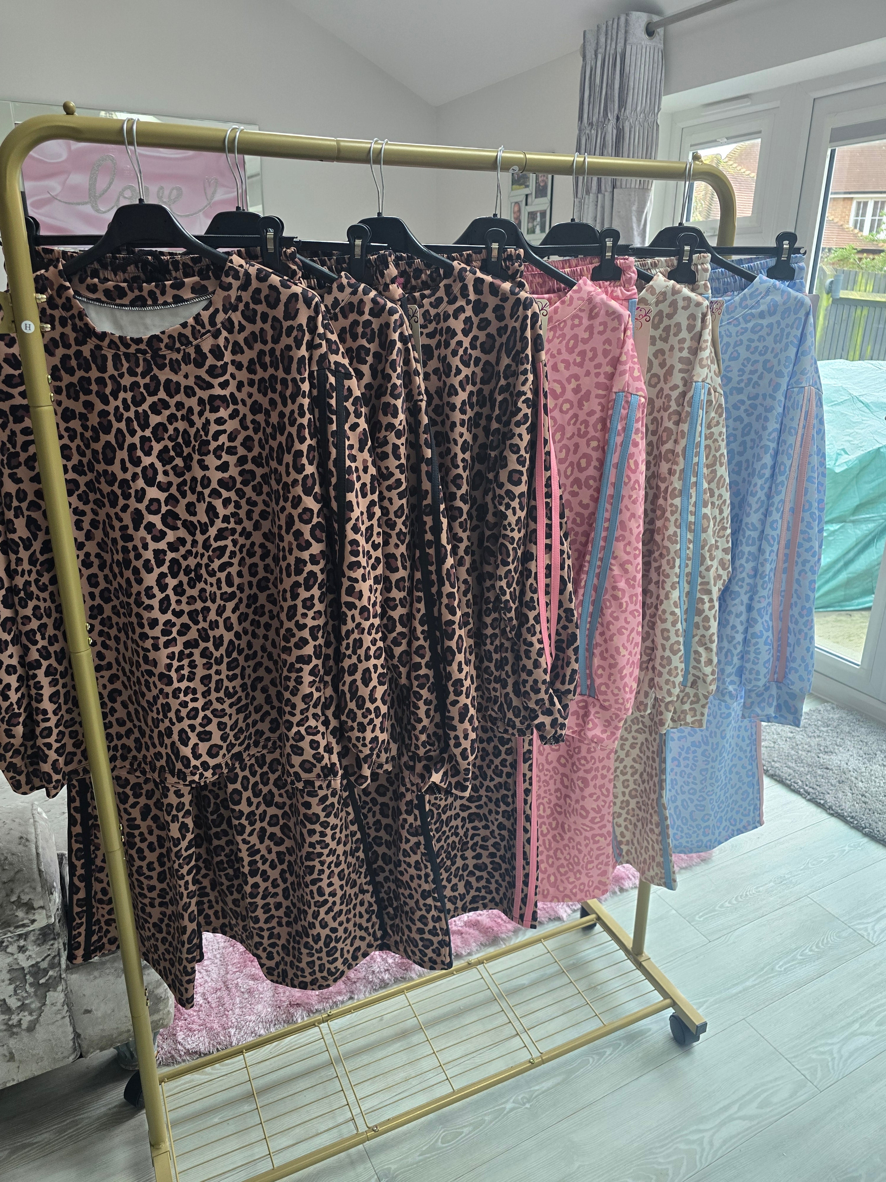 Leopard Print Stripe Tracksuit