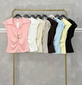 Gold Button Sleeves Tops