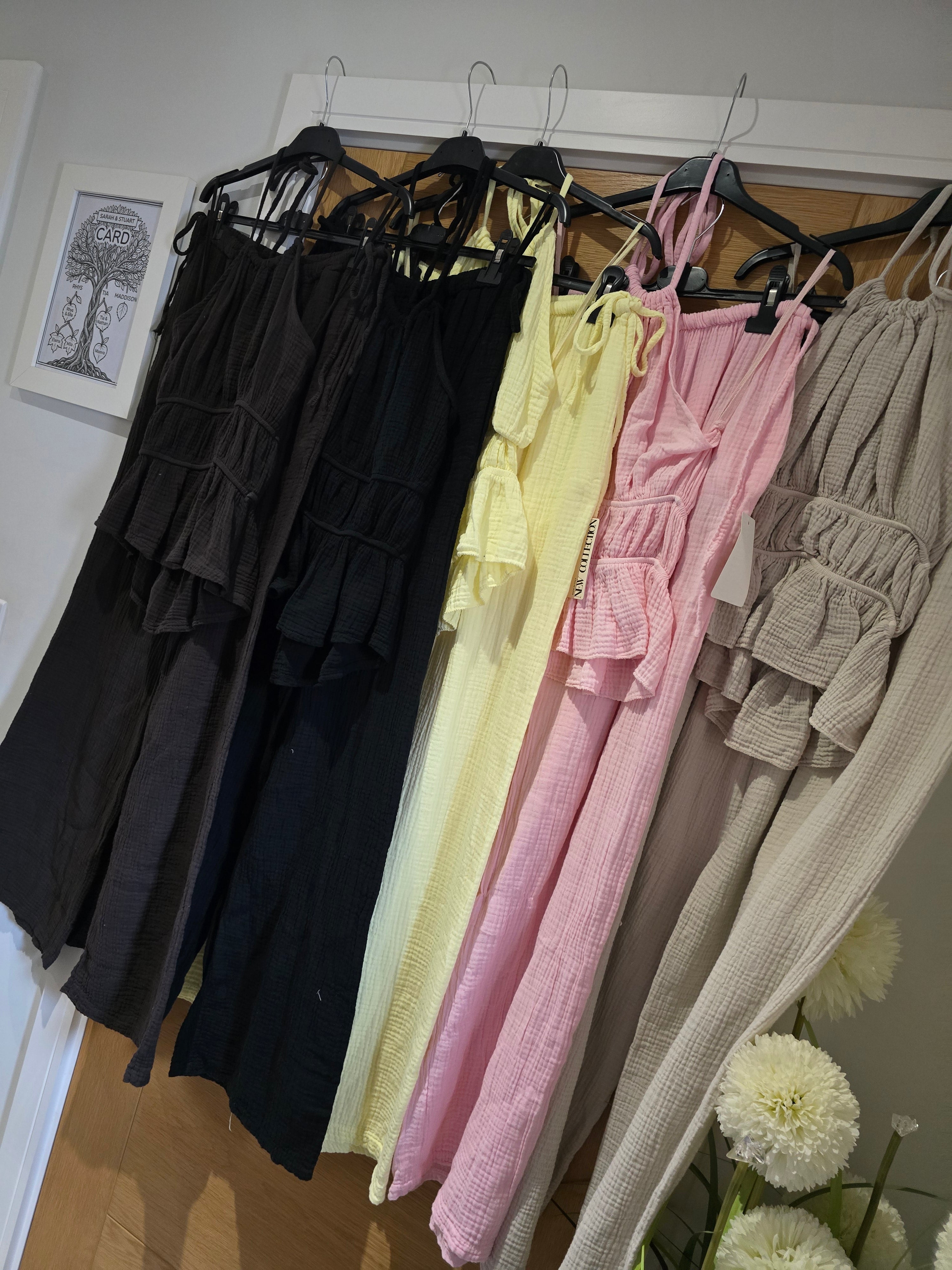 Cheesecloth Halter Neck Set
