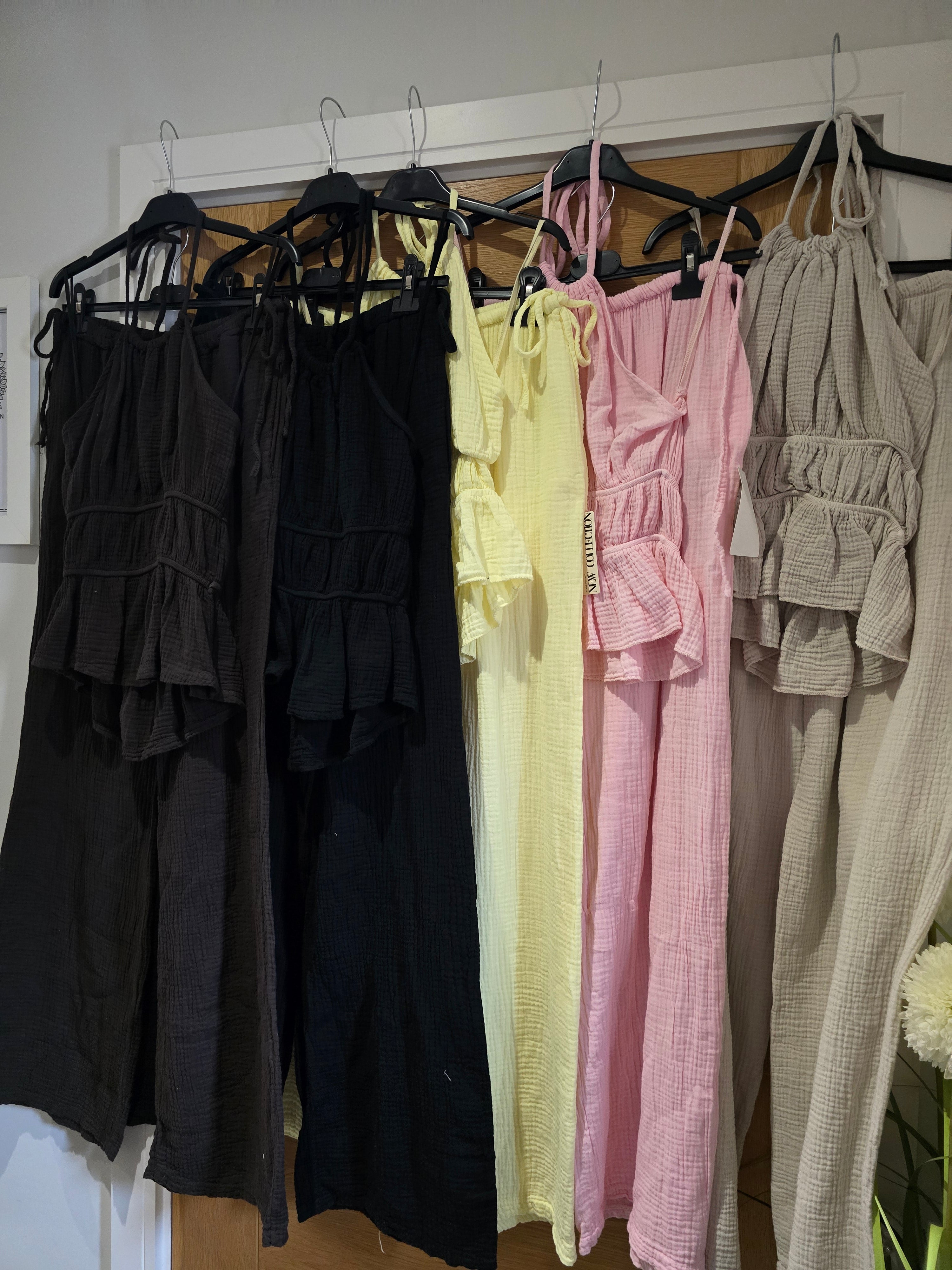 Cheesecloth Halter Neck Set